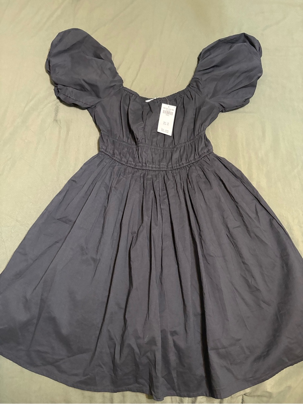 Hollister Puff-Sleeve A-Line Skirt Dress in Charcoal
